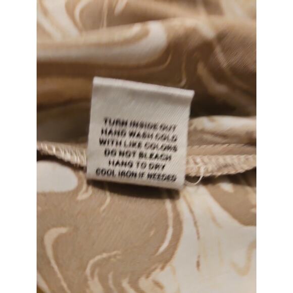 August Sky Womens SM Blouse Beige Cream Abstract Swirl Raglan Balloon Sleeves - Picture 8 of 9